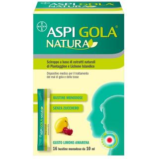 Aspi Gola Natura Limone-Amarena - Sciroppo in 16 Bustine Monodose Senza Zucchero